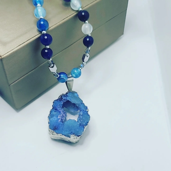 Blue Agate, Hematite necklace - Picture 4 of 4